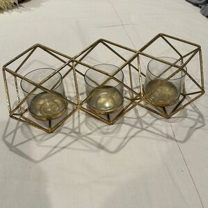Gold Metal Modern Geometric Candle Holder